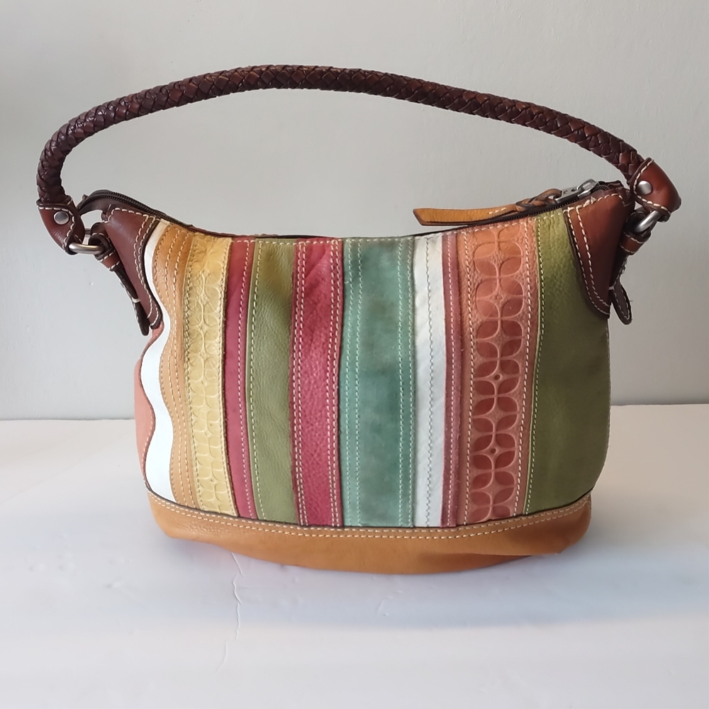 Fossil leather and suede patchwork shoulder bag - Picture 4 of 16